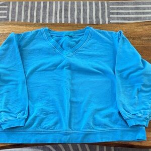 Fresh Produce Vibrant Turquoise V-Neck Sweatshirt